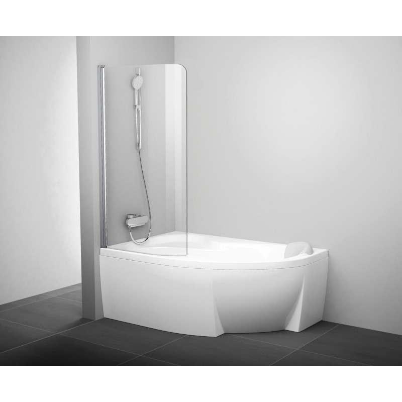 Шторка для ванны Ravak CVSK1 140/150 transparent белый левосторонняя